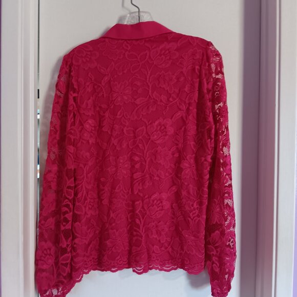 Les Serein Women's Lace Long Sleeve Pink Blouse Size Medium NWT - Picture 6 of 7